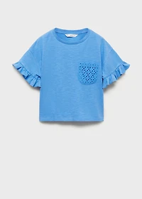 Embroidered chest-pocket T-shirt