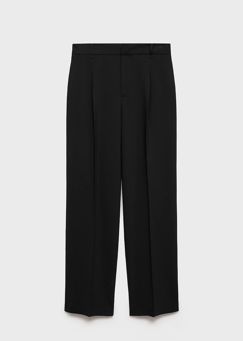 Straight-fit pleated pants
