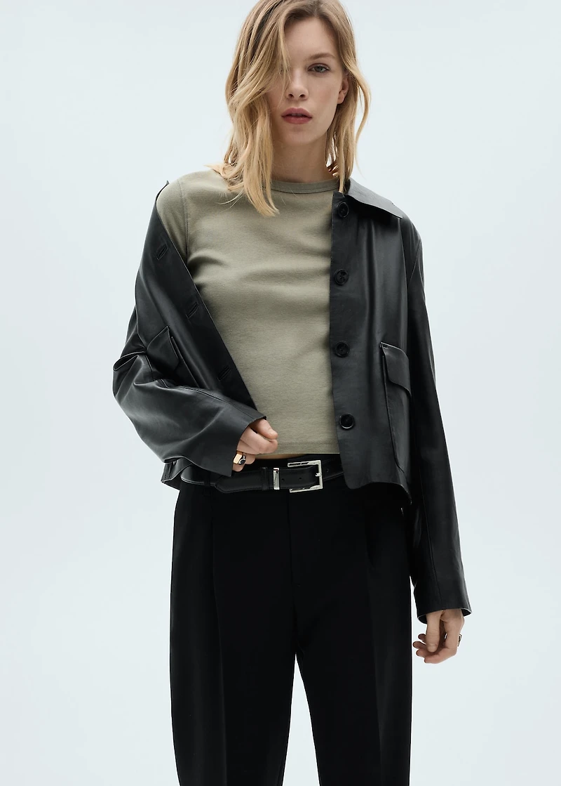 Straight-fit pleated pants