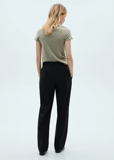 Straight-fit pleated pants