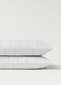 Two cotton percale two-tone check pillowcases 50x75 cm