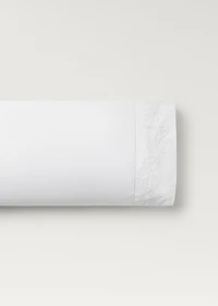 Cotton pillowcase with hand-embroidered flowers 45x110 cm