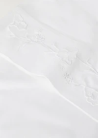 Cotton pillowcase with hand-embroidered flowers 45x110 cm