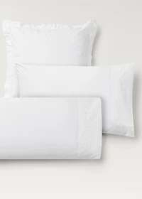 Cotton pillowcase with hand-embroidered flowers 45x110 cm