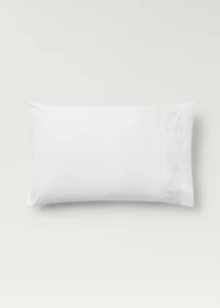 Two cotton hand-embroidered floral pillowcases 50x75 cm