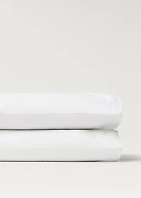 Two cotton hand-embroidered floral pillowcases 50x75 cm