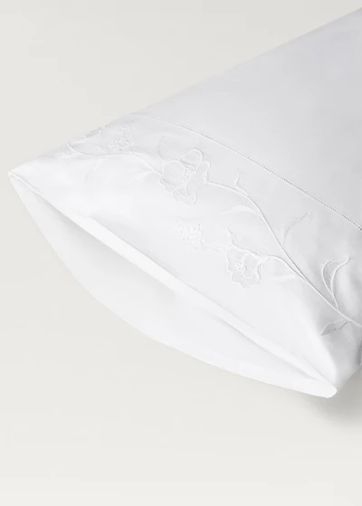 Two cotton hand-embroidered floral pillowcases 50x75 cm