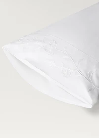 Two cotton hand-embroidered floral pillowcases 50x75 cm