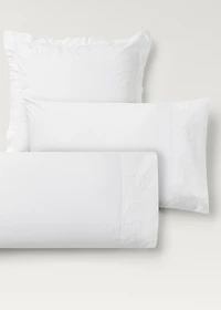 Two cotton hand-embroidered floral pillowcases 50x75 cm