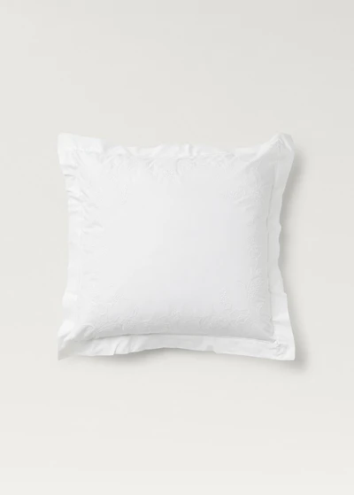 Two cotton pillowcases with hand-embroidered flowers 60x60 cm