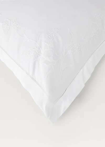 Two cotton pillowcases with hand-embroidered flowers 60x60 cm