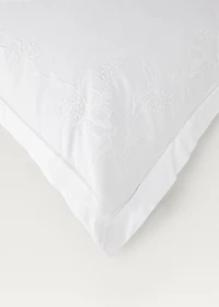 Two cotton pillowcases with hand-embroidered flowers 60x60 cm