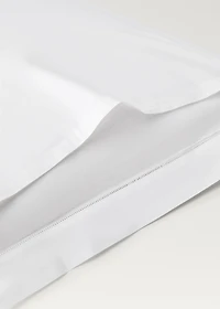 Two cotton pillowcases with hand-embroidered flowers 60x60 cm