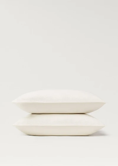 Two textured cotton percale pillowcases 60x60 cm