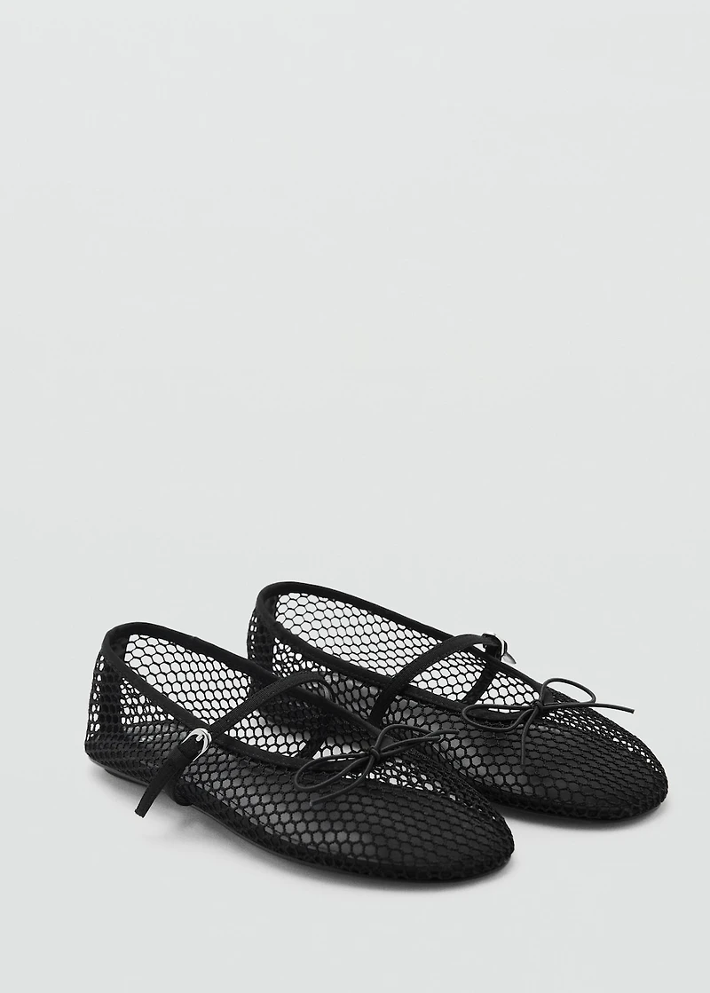 Mesh ballet flats with buckle strap