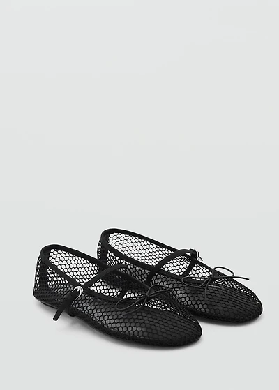 Mesh ballet flats with buckle strap