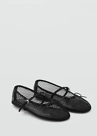Mesh ballet flats with buckle strap