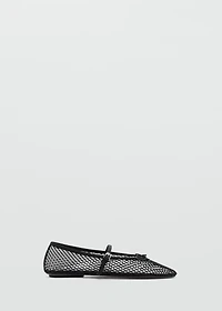 Mesh ballet flats with buckle strap