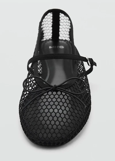 Mesh ballet flats with buckle strap