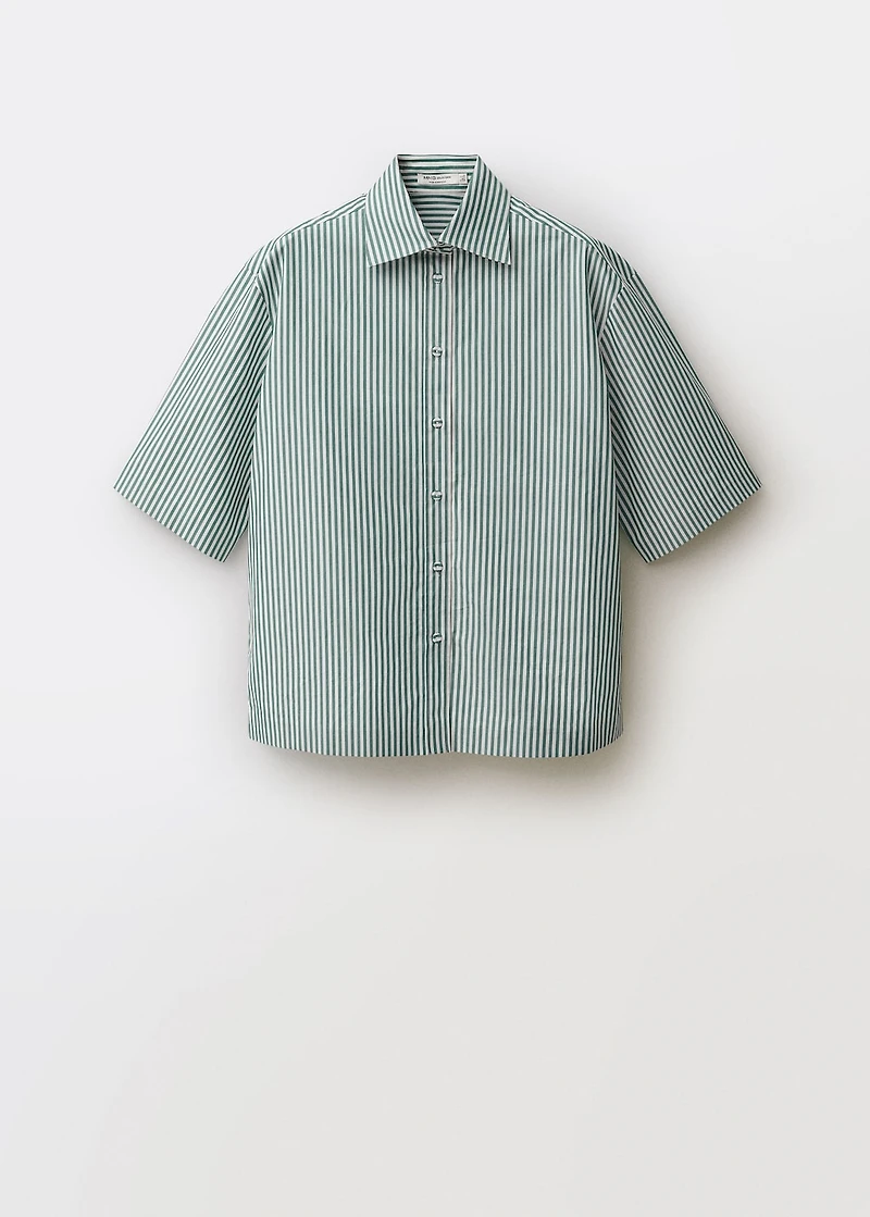 Short-sleeved striped cotton shirt