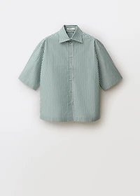 Short-sleeved striped cotton shirt