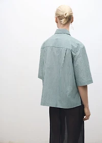 Short-sleeved striped cotton shirt