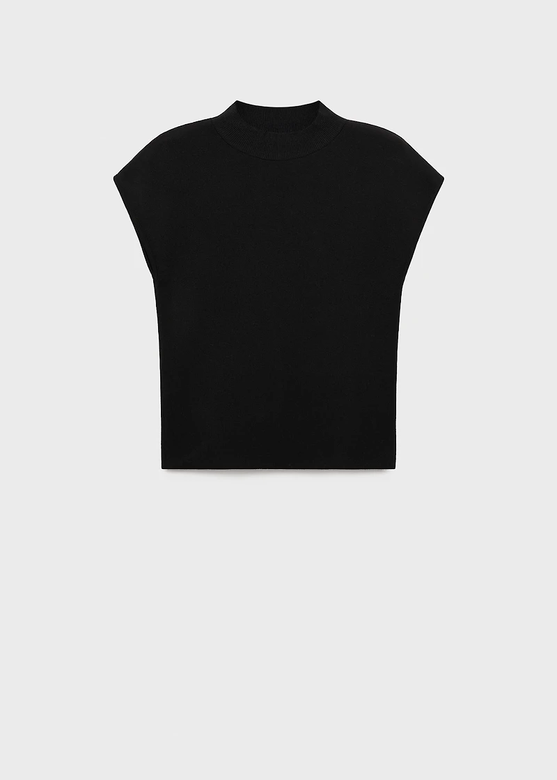 Short-sleeved fine-knit sweater