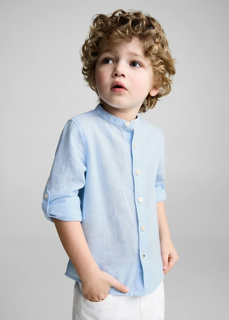 Mao collar linen shirt