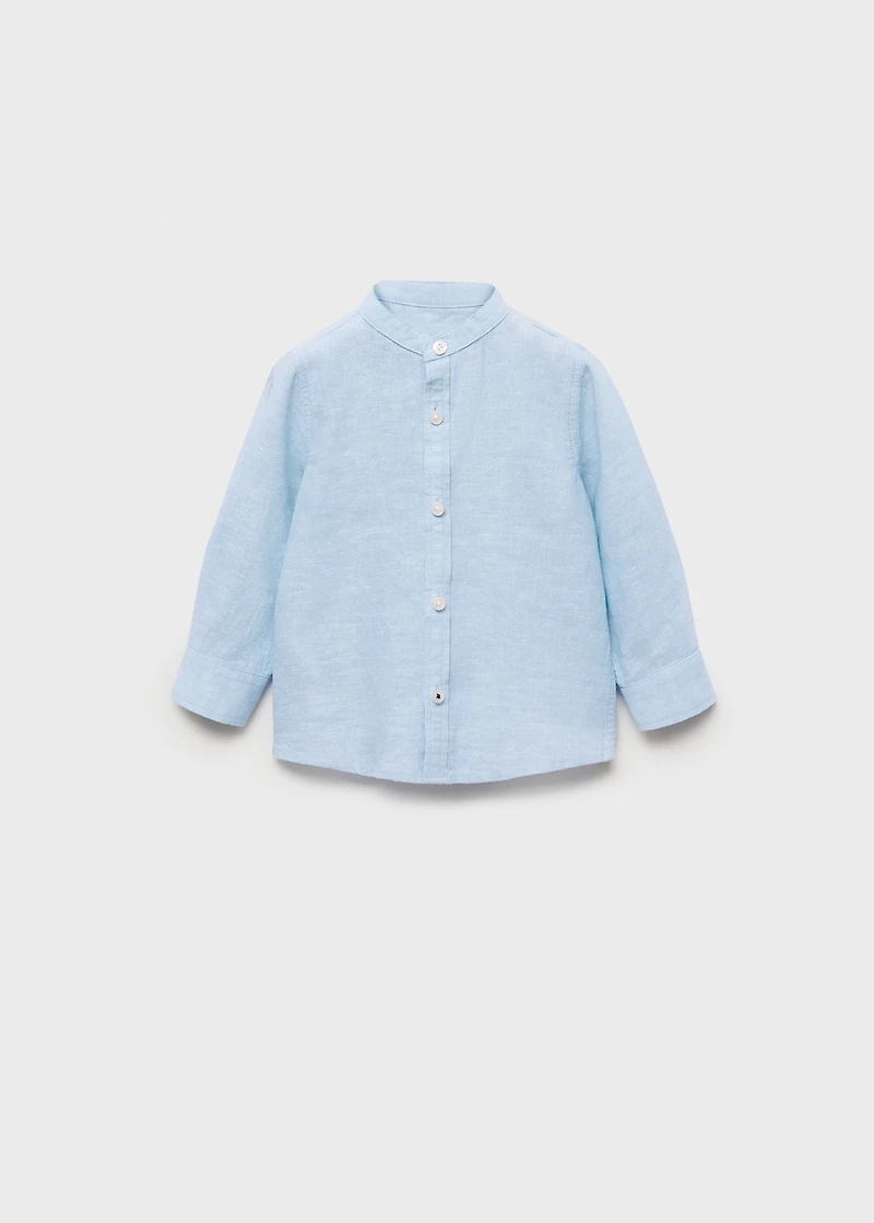 Mao collar linen shirt