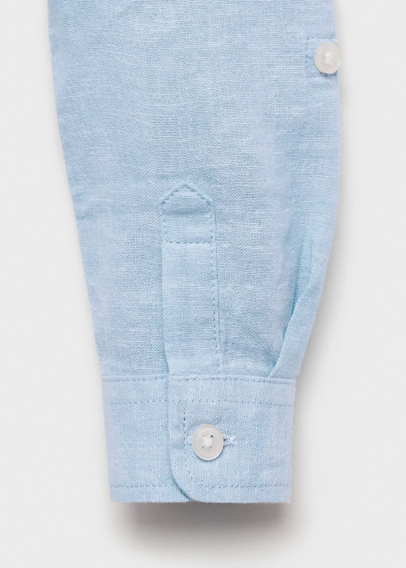 Mao collar linen shirt