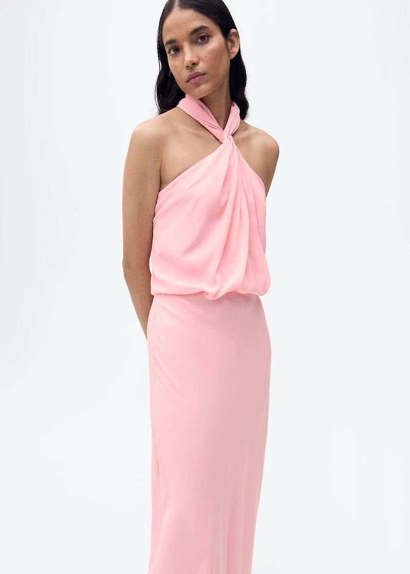 Halter dress with back opening