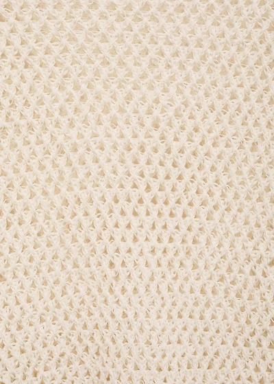 Knitted boat-neck sweater with lace pattern