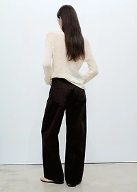 Knitted boat-neck sweater with lace pattern