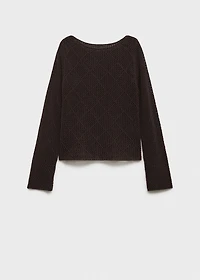 Knitted cotton sweater with lace design