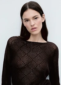 Knitted cotton sweater with lace design