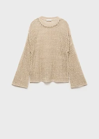 Knit sweater with lace pattern