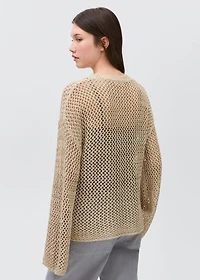 Knit sweater with lace pattern