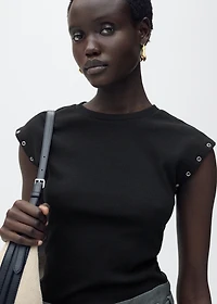 Ribbed t-shirt with die-cut trim