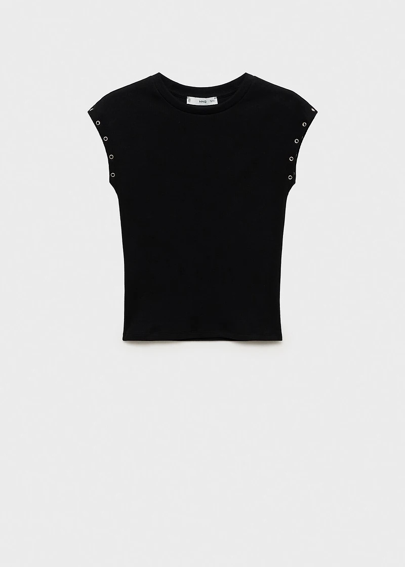 Ribbed t-shirt with die-cut trim