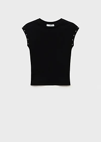 Ribbed t-shirt with die-cut trim