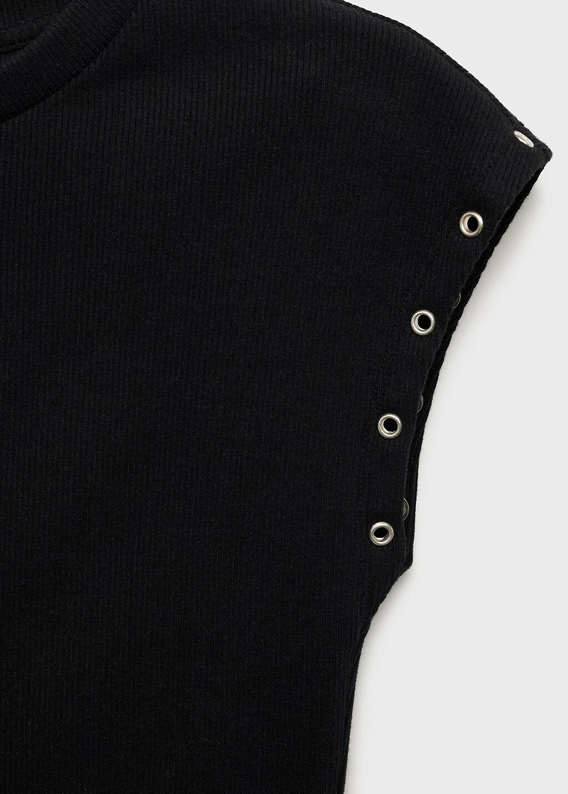 Ribbed t-shirt with die-cut trim