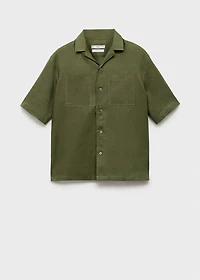 100% linen bowling-collar shirt