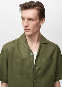 100% linen bowling-collar shirt