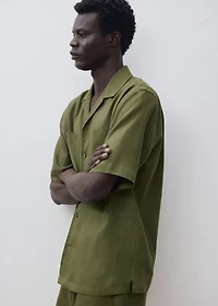 100% linen bowling-collar shirt