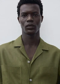 100% linen bowling-collar shirt