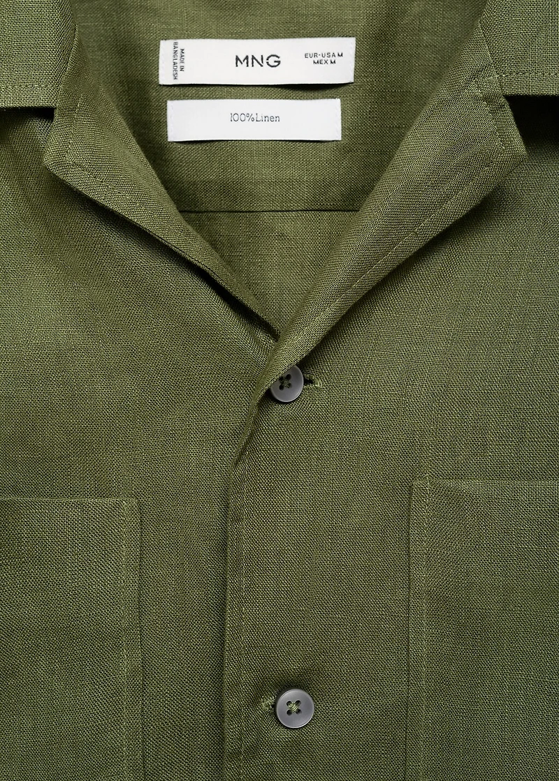 100% linen bowling-collar shirt