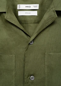 100% linen bowling-collar shirt