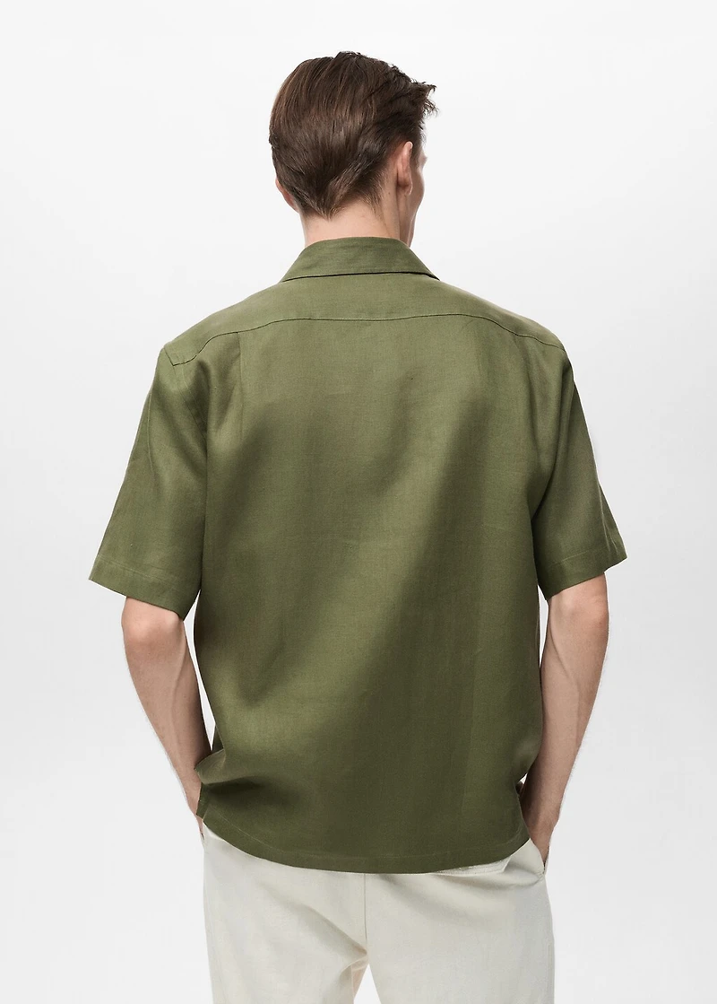 100% linen bowling-collar shirt