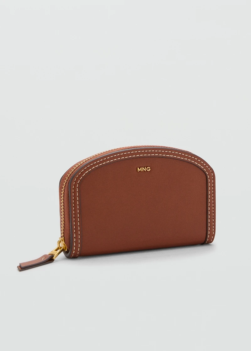 Oval-shaped faux-leather wallet