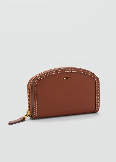 Oval-shaped faux-leather wallet